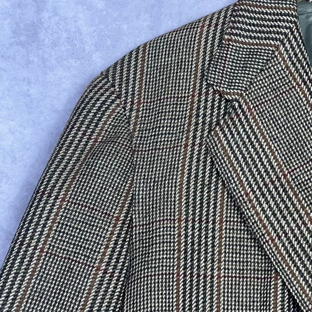 VTG Southwick Plaid Tweed Wool Sport Coat Country Jacket Leather Patch Made‎ USA